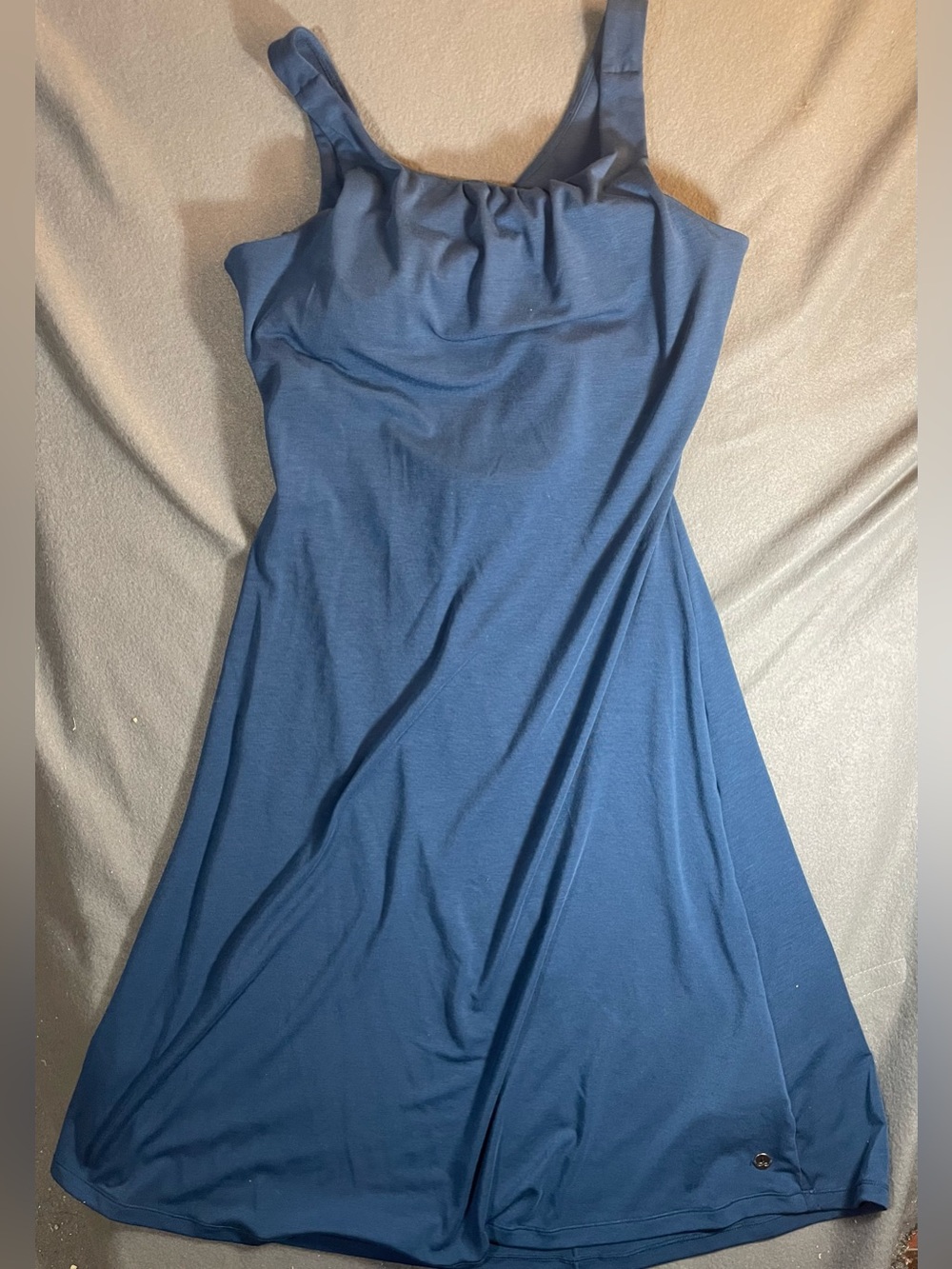 prAna Womens Small Blue Foundation Dress Built in Shelf Bra Open Cutout Back